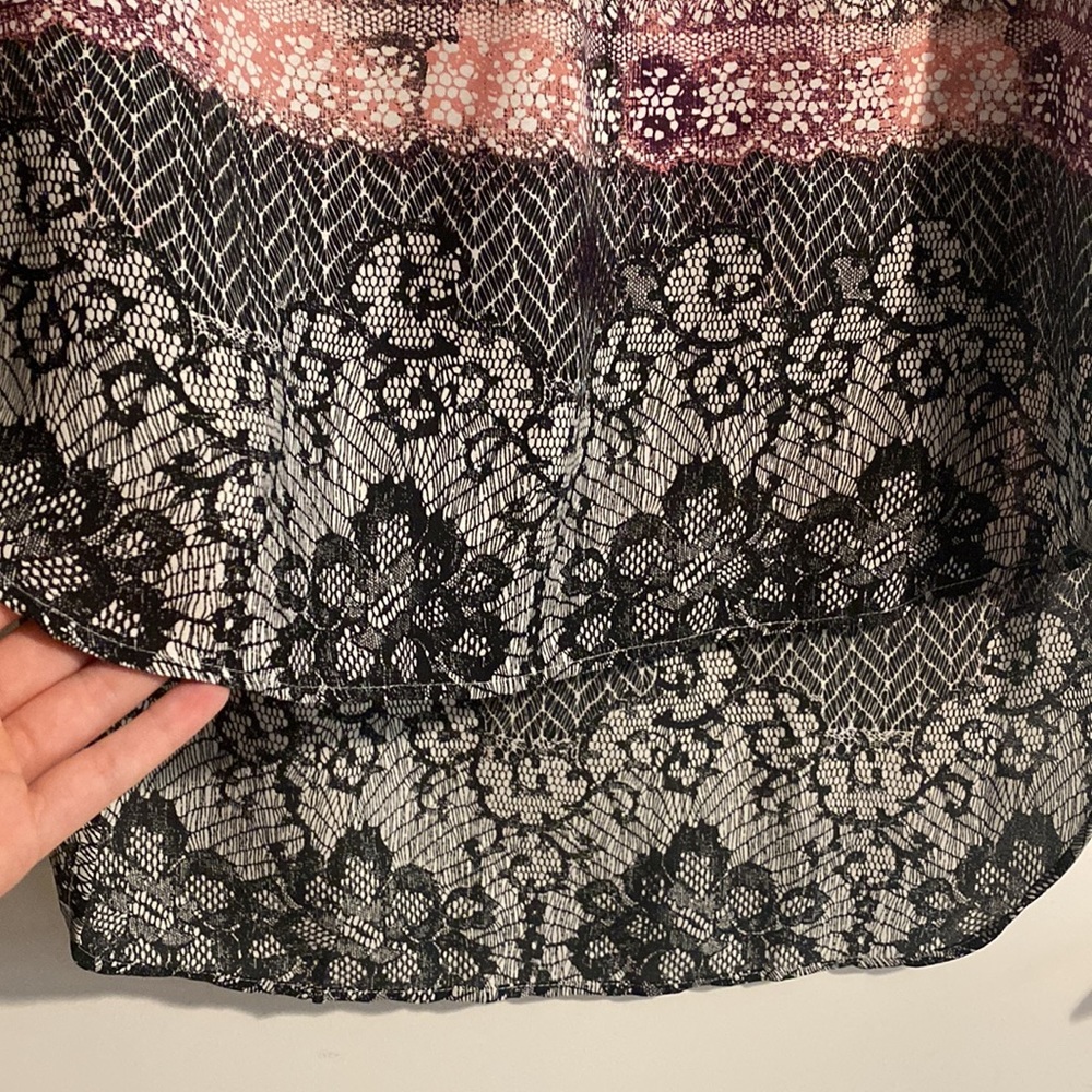 Pink, black, and white high-low blouse by Roz & Ali - Picture 4 of 4